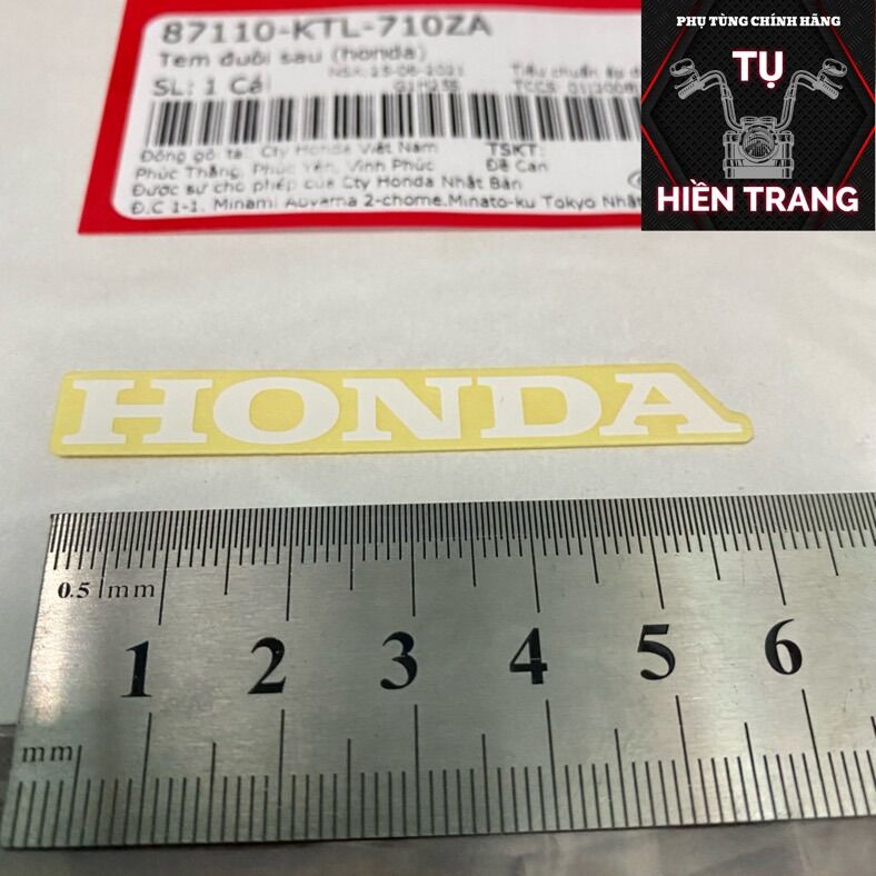 Tem chữ honda dán đuôi xe màu trắng chính hãng honda