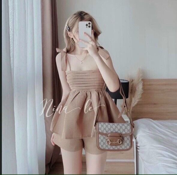 (SHOP BIGSIZE nữ 50kg đến 90kg) SET PEPLUM 2 DÂY NƠ