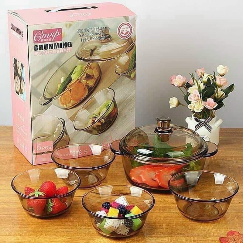 #COMBO BỘ 5 MÓN THỐ & BÁT THUỶ TINH CHỊU NHIỆT