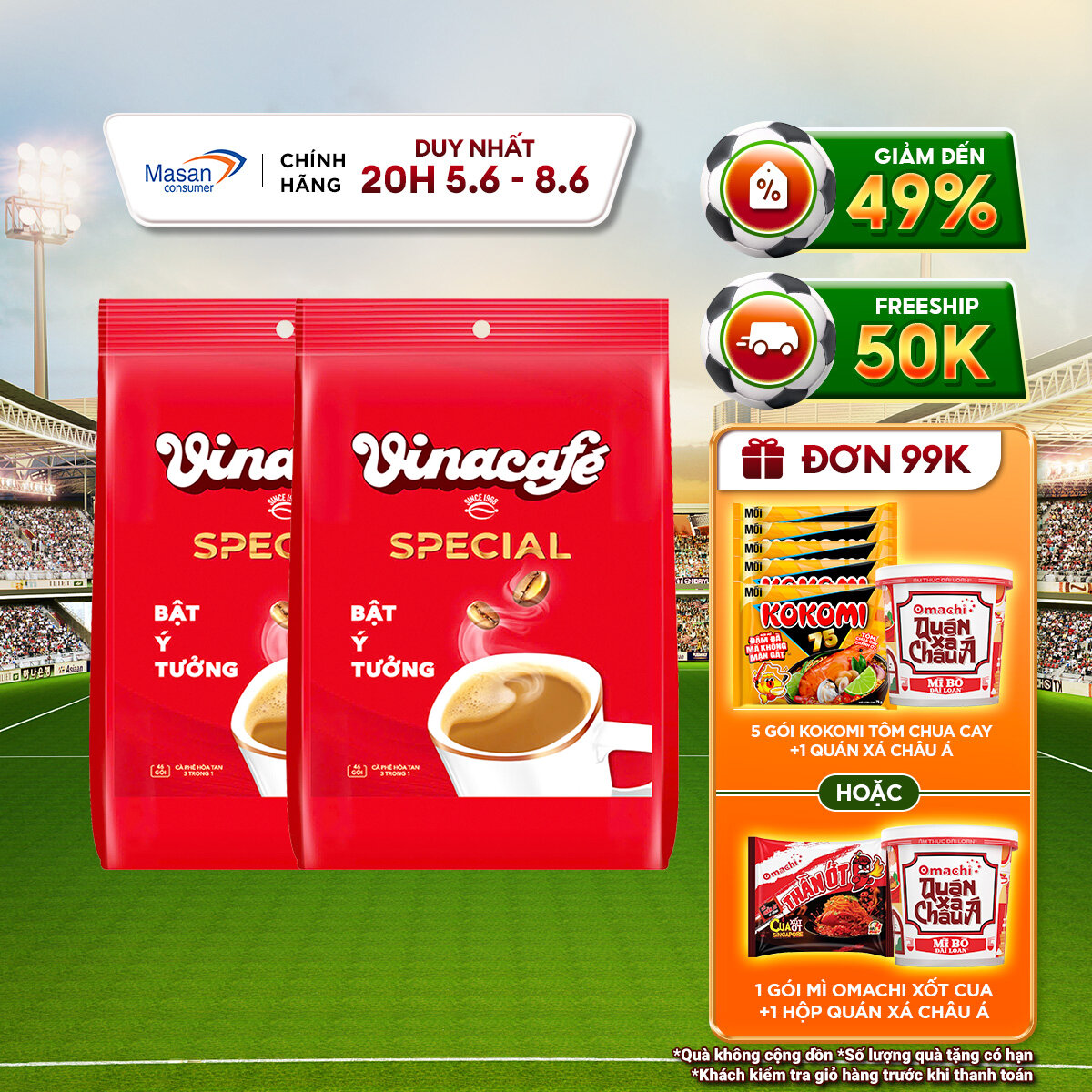Combo 2 Bịch Cà Phê Hòa Tan Vinacafe Special Bịch X 46 gói X 17Gr