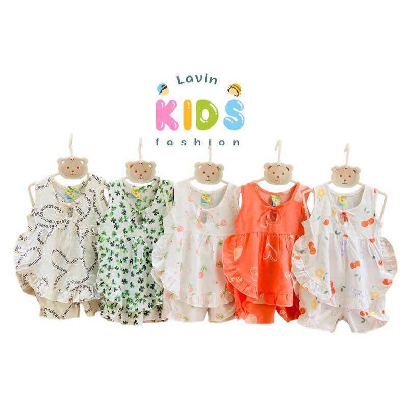 Combo 3 bộ tole lanh sát nách lai tròn cho bé gái size 5-10kg