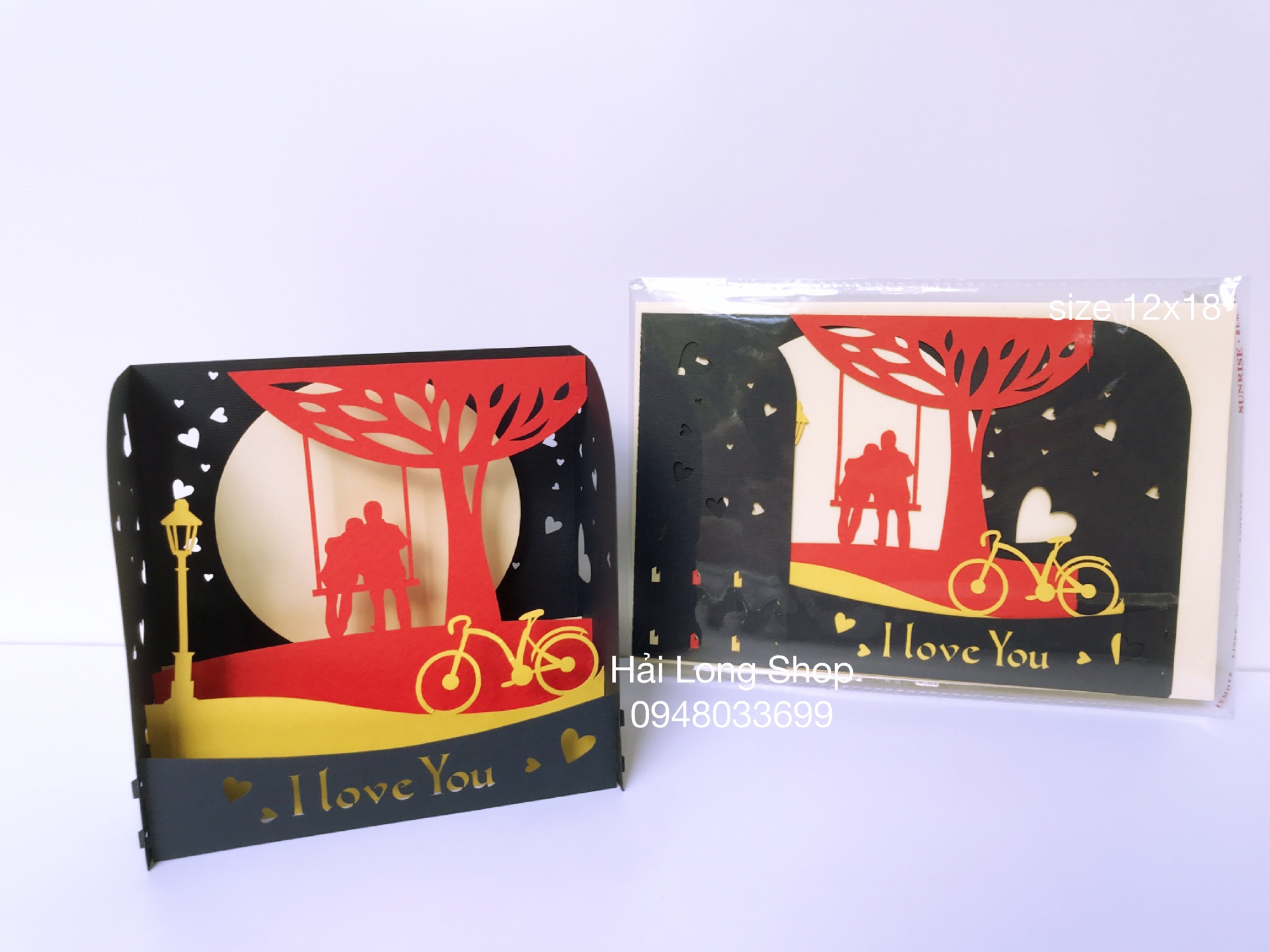 Hộp Tình Yêu 7 ( xe đạp + xích đu ) - Love - Thiệp 3D