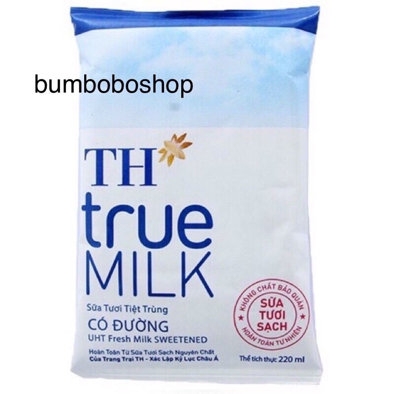 Sữa bịch TH TRUE MILK có đường/ít đường/không đường 220ml