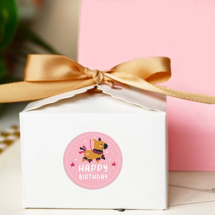 set 100 tem dán/ nhãn dán Happy Bỉthday mẫu 1 size 2.5 cm