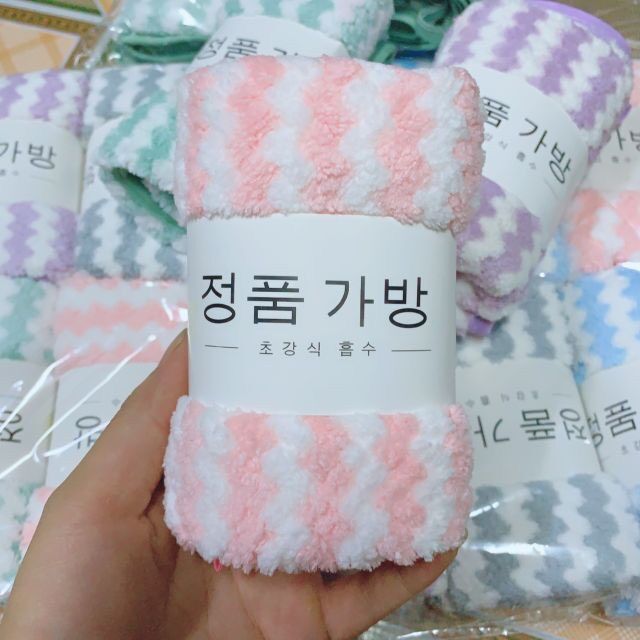 [Siêu Rẻ] Set 10 khăn mặt Hàn kẻ, mềm mịn, thấm hút tốt, 30*50cm