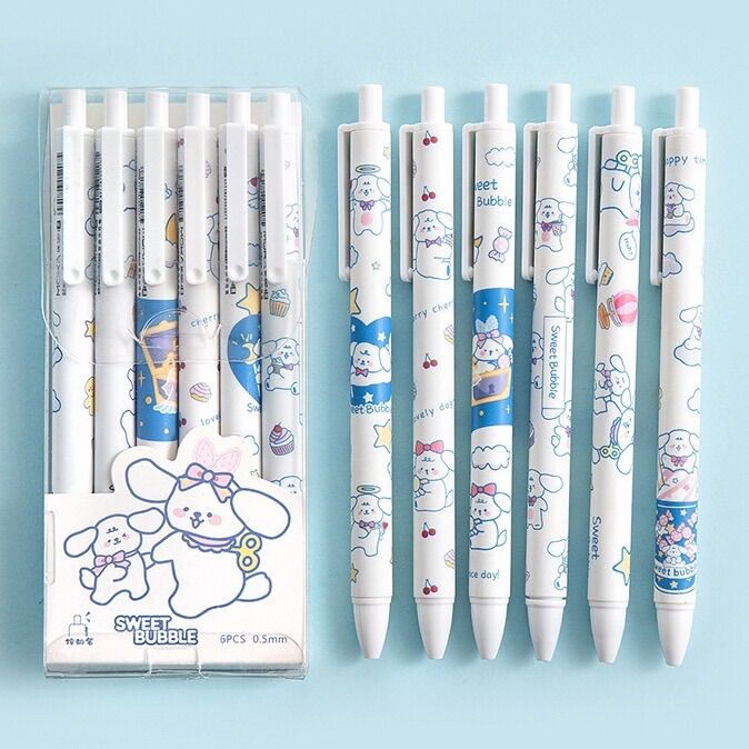 Set 6 bút bi gel cute, bút vô tri