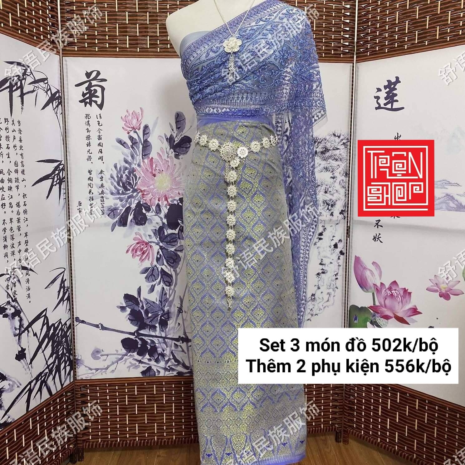 [Sẵn] Set trang phục Thái Lan 5 món gồm cả đồ và phụ kiện