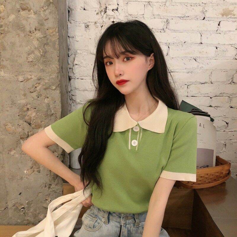 Áo Thun Ngắn Tay Quần Áo Nữ Mùa Hè Phối Trong HOT GIRL Nổi Tiếng Trên Mạng Mẫu Mới 2022 Quần Áo Rộng Rãi Thiết Kế Mặc Instagram Thời Trang
