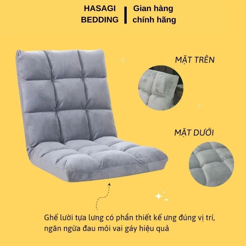 Ghế lười, ghế tựa lưng 5 cấp độ chống mỏi lưng, chất vải nhung chịu tải 180kg