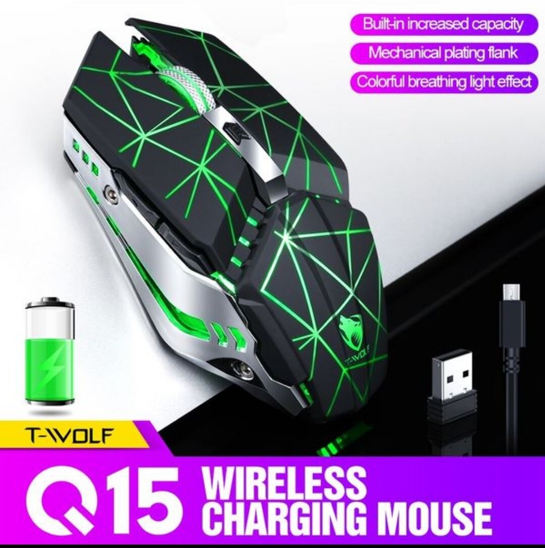 Chuột máy tính không dây t-wolf q15 gaming mouse, hàng chính hãng, bảo hành 6 tháng