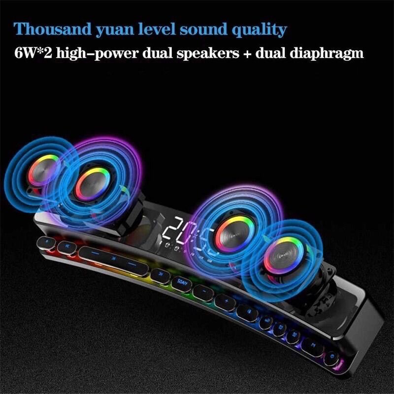 Loa Bluetooth LED RGB quang phổ 10 chế độ Led cao cấp - Tích hợp Đồng hồ + Nhiệt độ, Kết nối PC, TV - Soaiy SH39 cao cấp