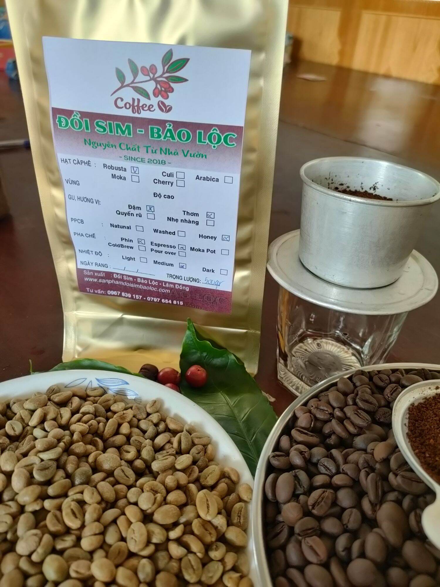 1kg cà phê Mộc xay bột PHA PHIN nguyên chất _ Coffee Robusta Honey Thượng Hạng