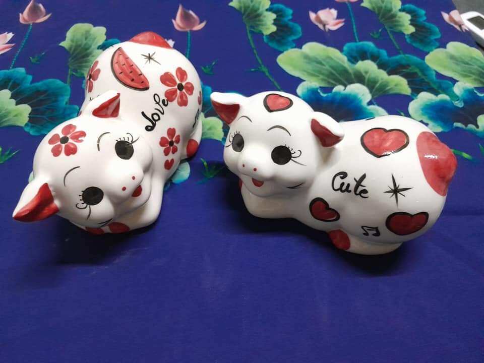 Heo đất mini bằng sứ dáng nằm
