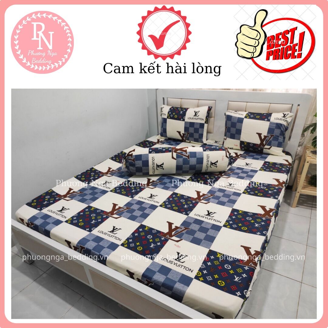 Bộ ga 4 món thun lạnh Hàn Quốc họa tiết LV