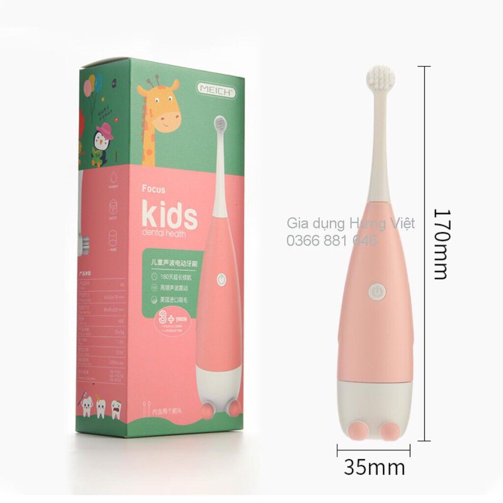 Bàn chải đánh răng tự động cho bé (tặng kèm 1 pin + bàn chải)