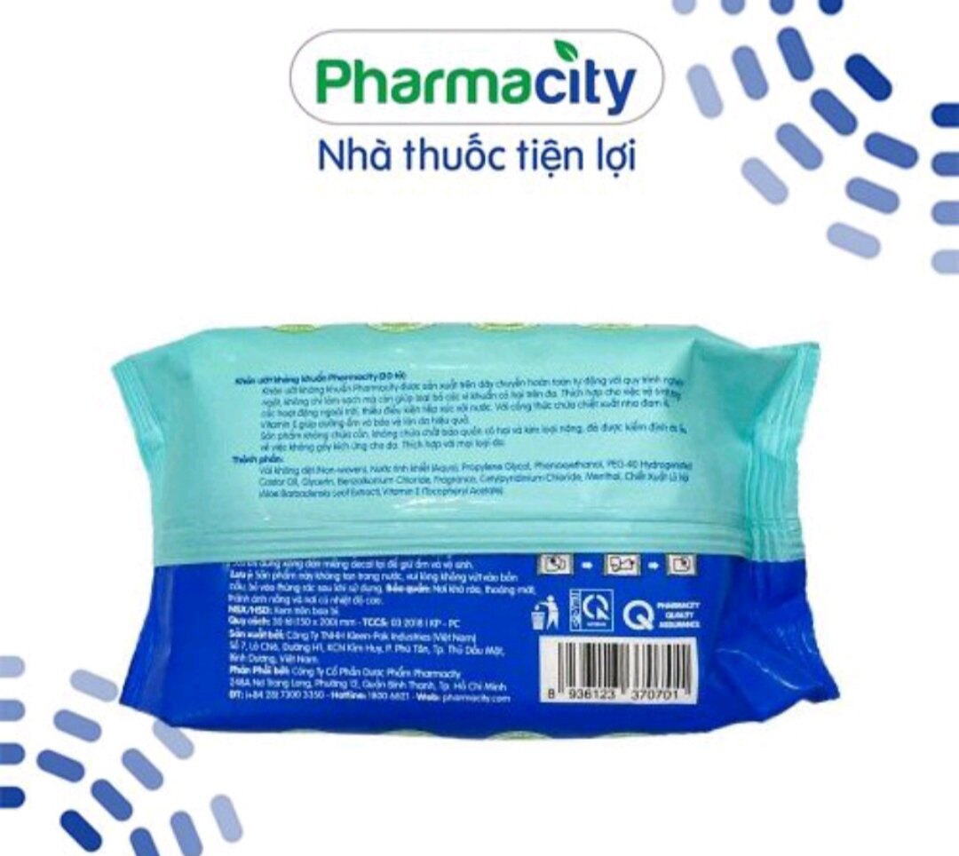 Khăn ướt kháng khuẩn Pharmacity ( gói 30 tờ)