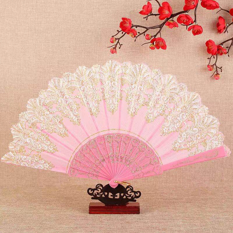 Quạt lông vũ ren lolita cổ điển 2023cj sườn xám quạt gấp lông vũ chụp ảnh catwalk lông vũ ren lông vũ