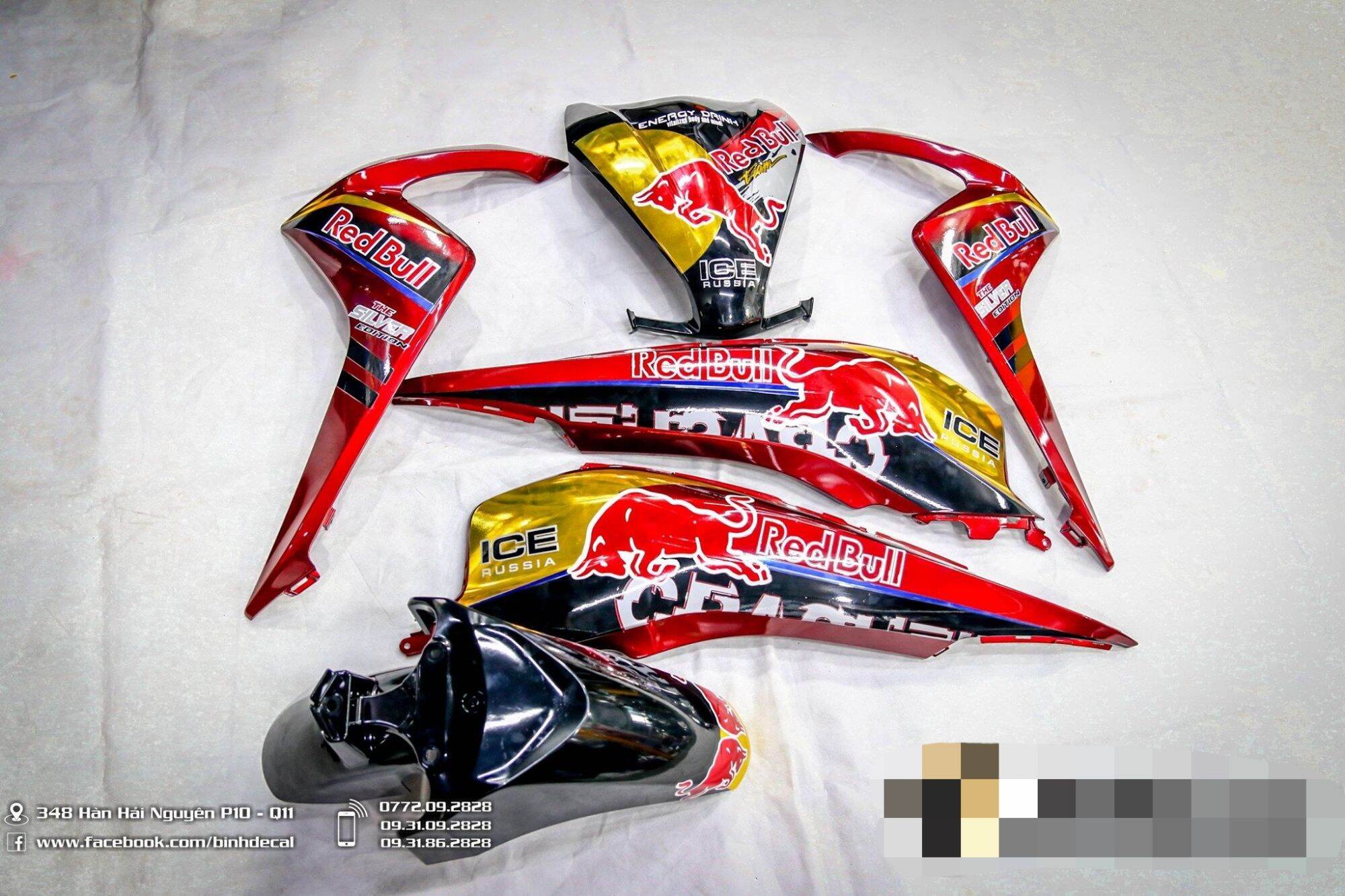Tem rời vision đỏ redbull tem 3 lớp không bay màu chống nước siêu tốt