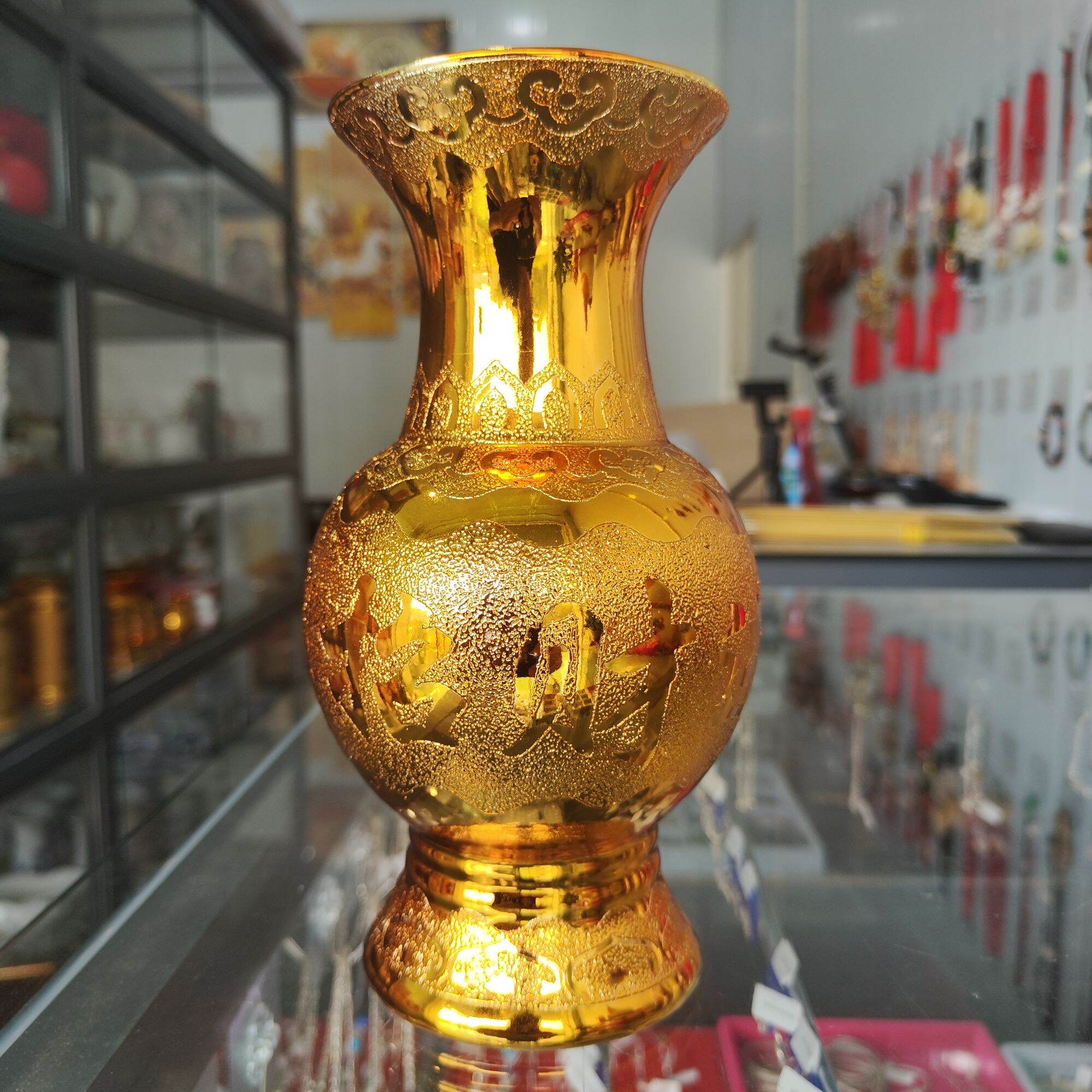 Bình Hoa Thờ Cúng Kim Sa Vàng Cao 18cm