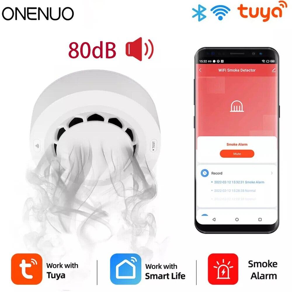 Onenuo tuya Wifi khói Detector cảm biến quang điện báo cháy nhà bếp hệ thống an ninh làm việc với cuộc sống thông minh ứng dụng