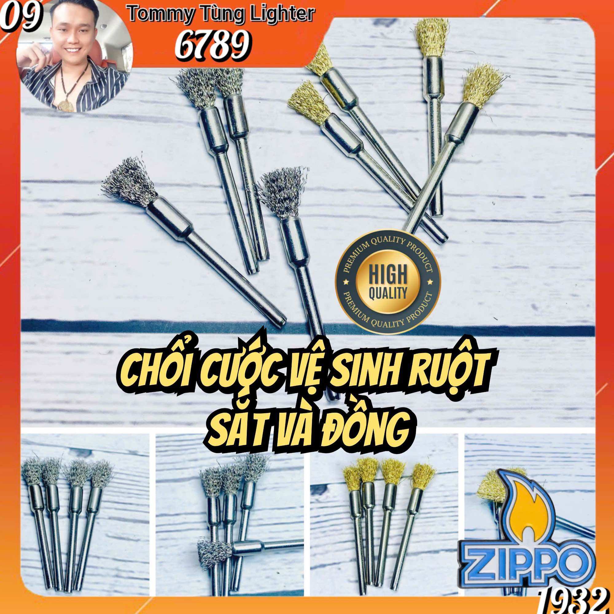 Chổi vệ sinh buồng đốt Zippo chất liệu sắt và đồng