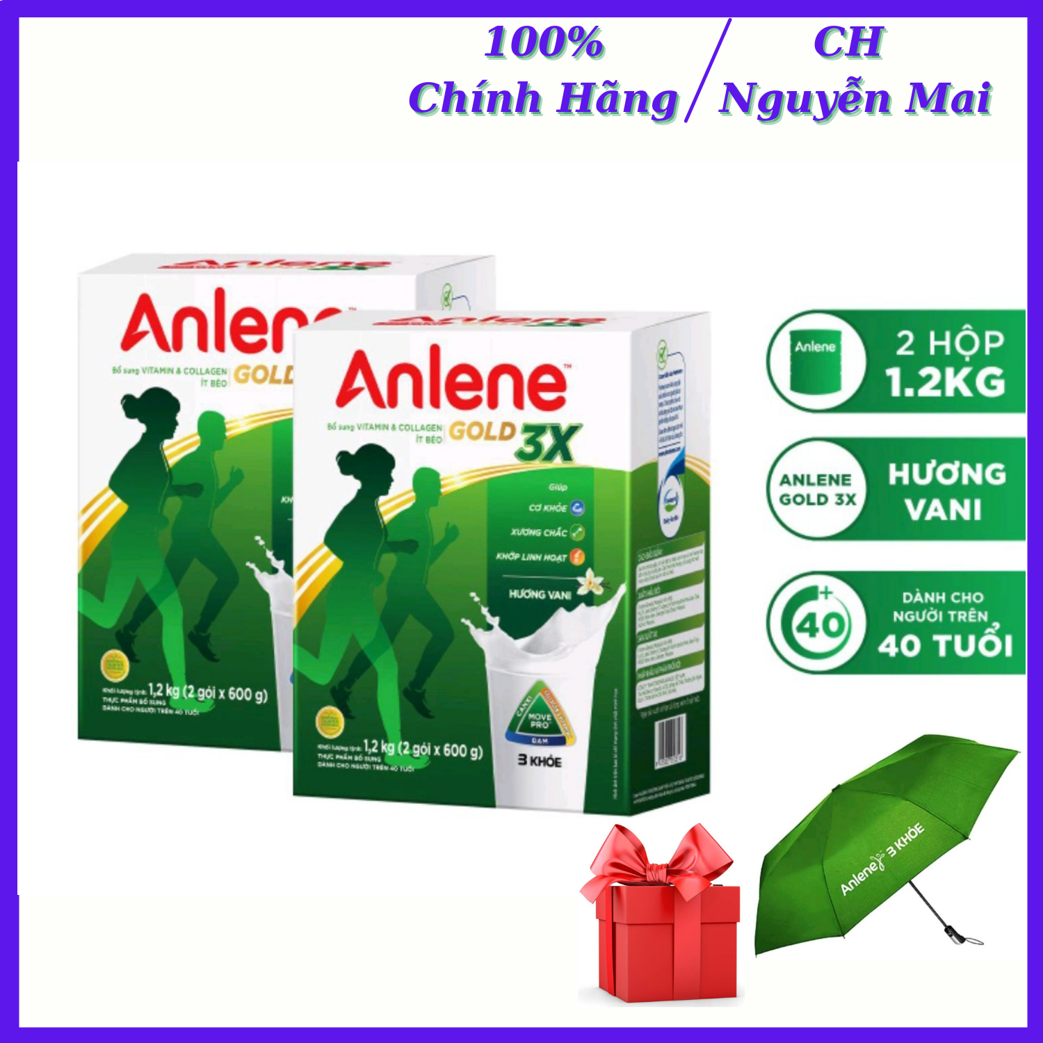 [Mẫu Mới] Combo 2 Hộp Sữa Bột Anlene Gold Movepro Vanilla 1.2kg
