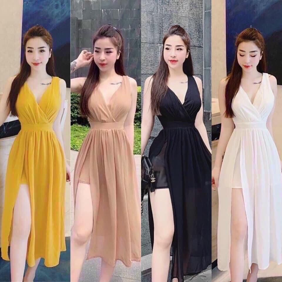 Đầm Maxi Đi Biển Dạo Chơi Chất Liệu Voan