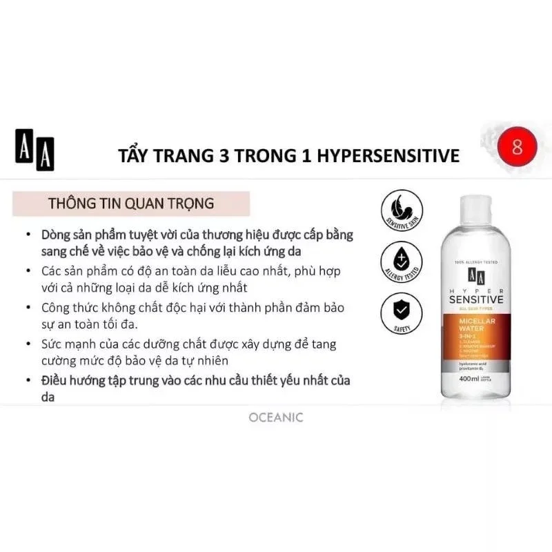 Nước tẩy trang AA HYPER SENSITIVE (400ml)_mỹ phẩm chính hãng
