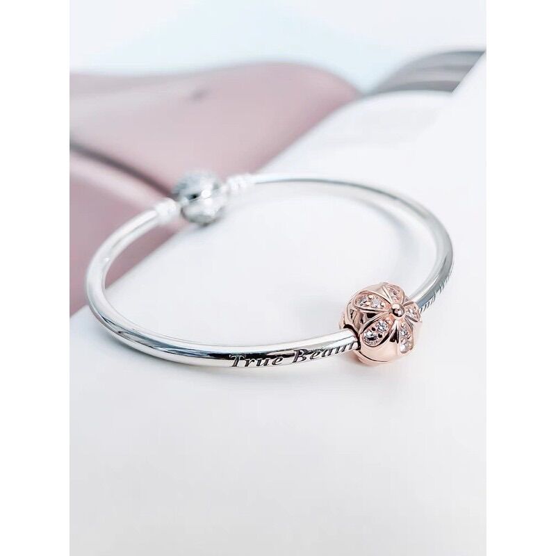 CHARM KHOÁ CHẶN VÀNG HỒNG ĐÍNH ĐÁ BẠC S925