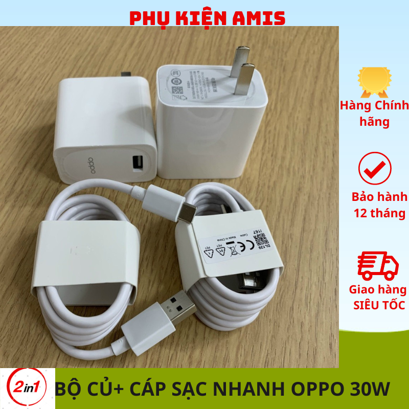 Bộ sạc nhanh oppo reno 3- vooc 4.0 công suất 30w- hàng chính hãng bảo hành 12 tháng