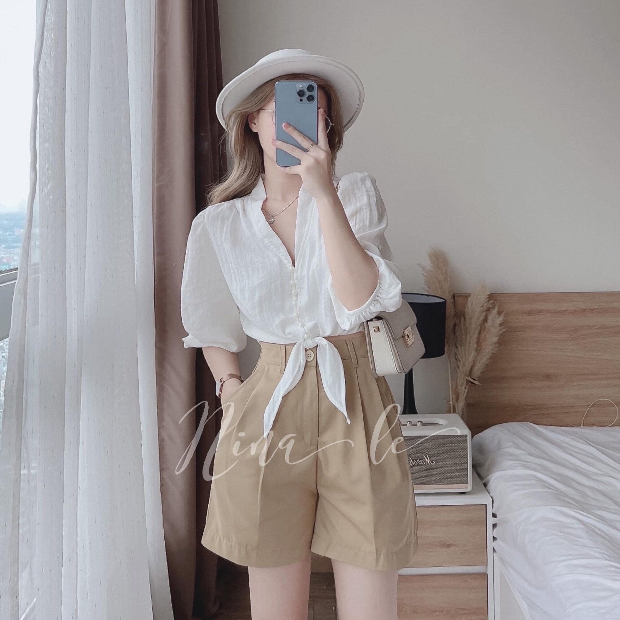 SET ÁO CROPTOP CỘT NƠ EO KÈM QUẦN SHORT CỰC XINH