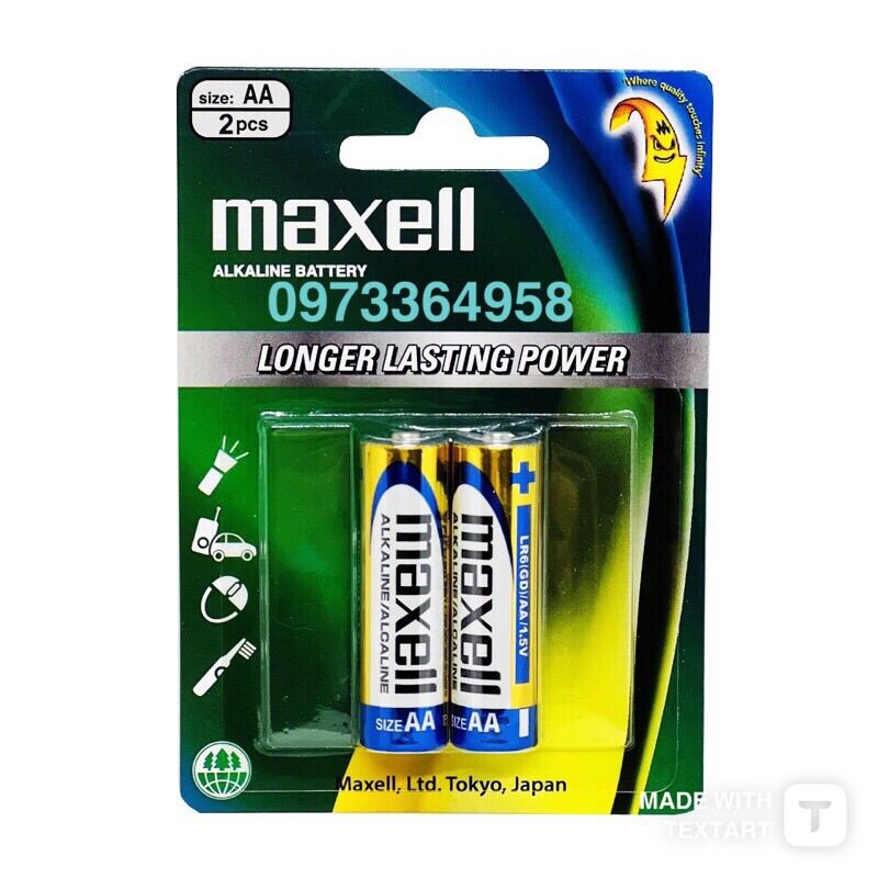 Combo 5 vỉ Pin AA Maxell Alkaline/Pin tiểu Maxell Alkaline vỉ 2 viên