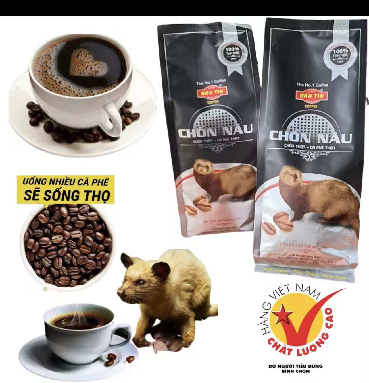 Cà phê bảo tín chồn nâu thượng hạng, uống là mê
