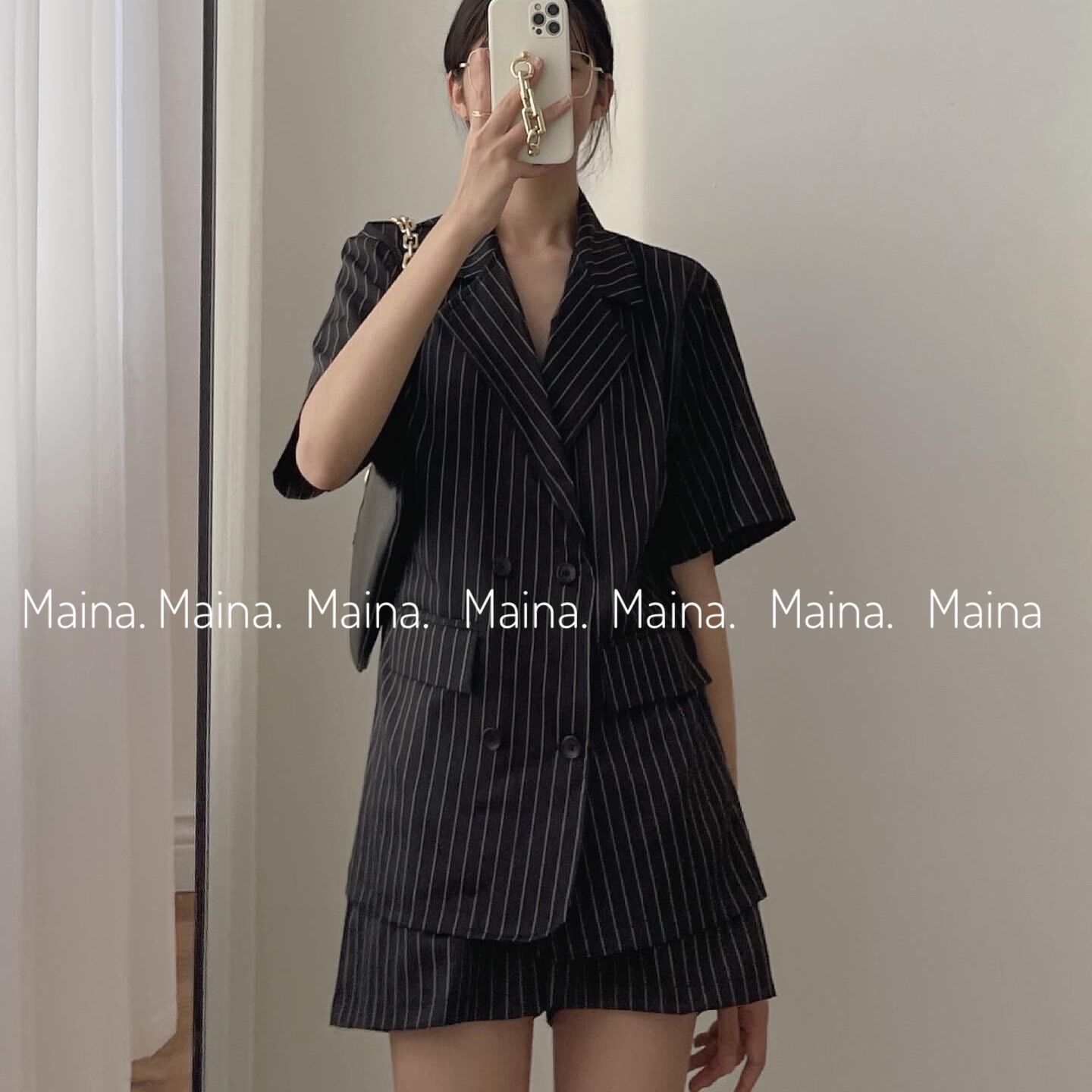 Set vest quần kẻ sooc basic 2 màu đen trắng