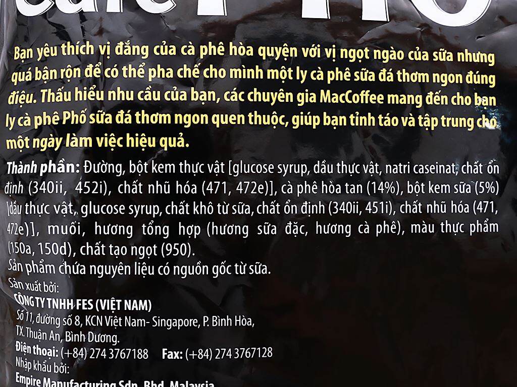 Bịch Cà phê sữa đá MacCoffee Café Phố 30 gói 720g