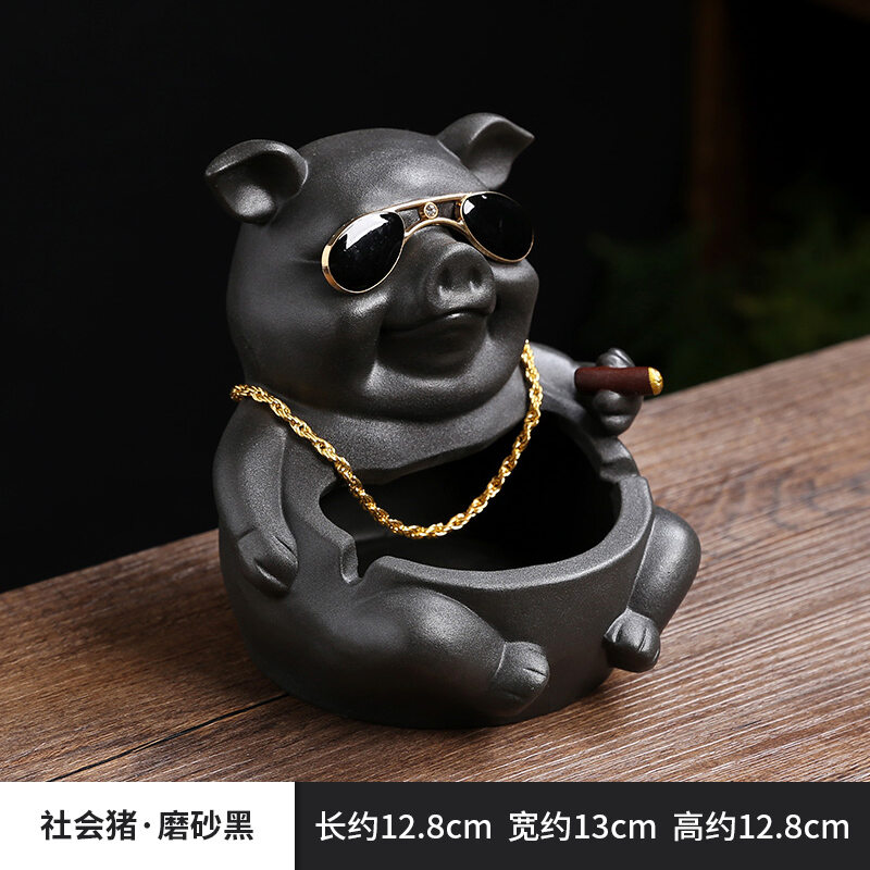 Khay đựng tro gốm sứ hợp thời trang sang trọng thiết kế hình lợn hoạt hình dễ thương trang trí nội thất khay tro văn phòng cá nhân sang trọng