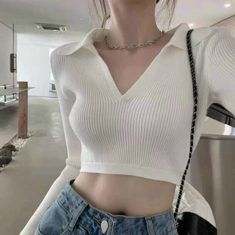 Áo croptop kiểu tay dài hở lưng siêu xinh g9