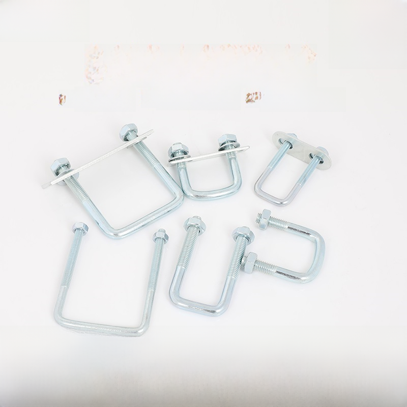 M8 Right Angle U-shaped Card U-Shaped Pipe Clamp Galvanized U-bolt Square Card Rectangular Buckle Pipe Clamp Hoop U-Shaped Card