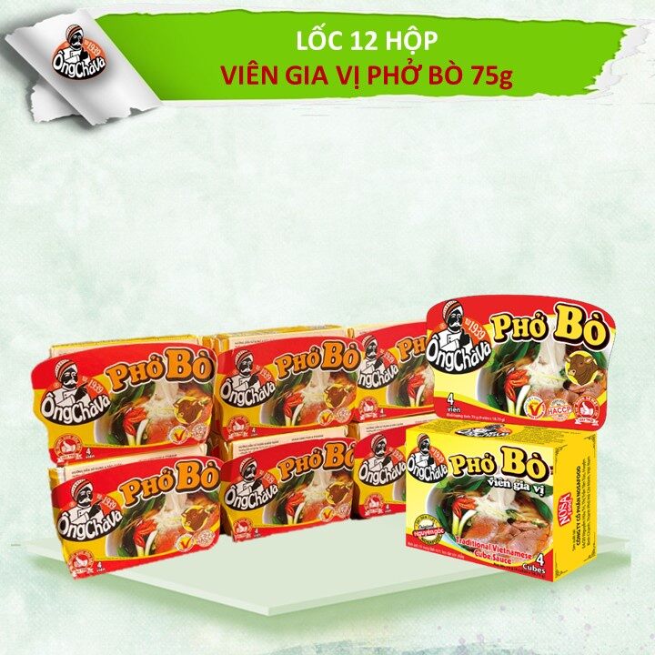 Lốc 12 hộp = 48 viên gia vị phở bò.