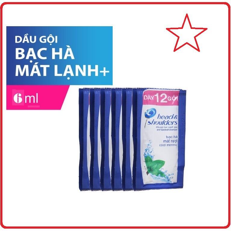 0dầu gội head & shoulders bạc hà dây 6ml x 12 gói