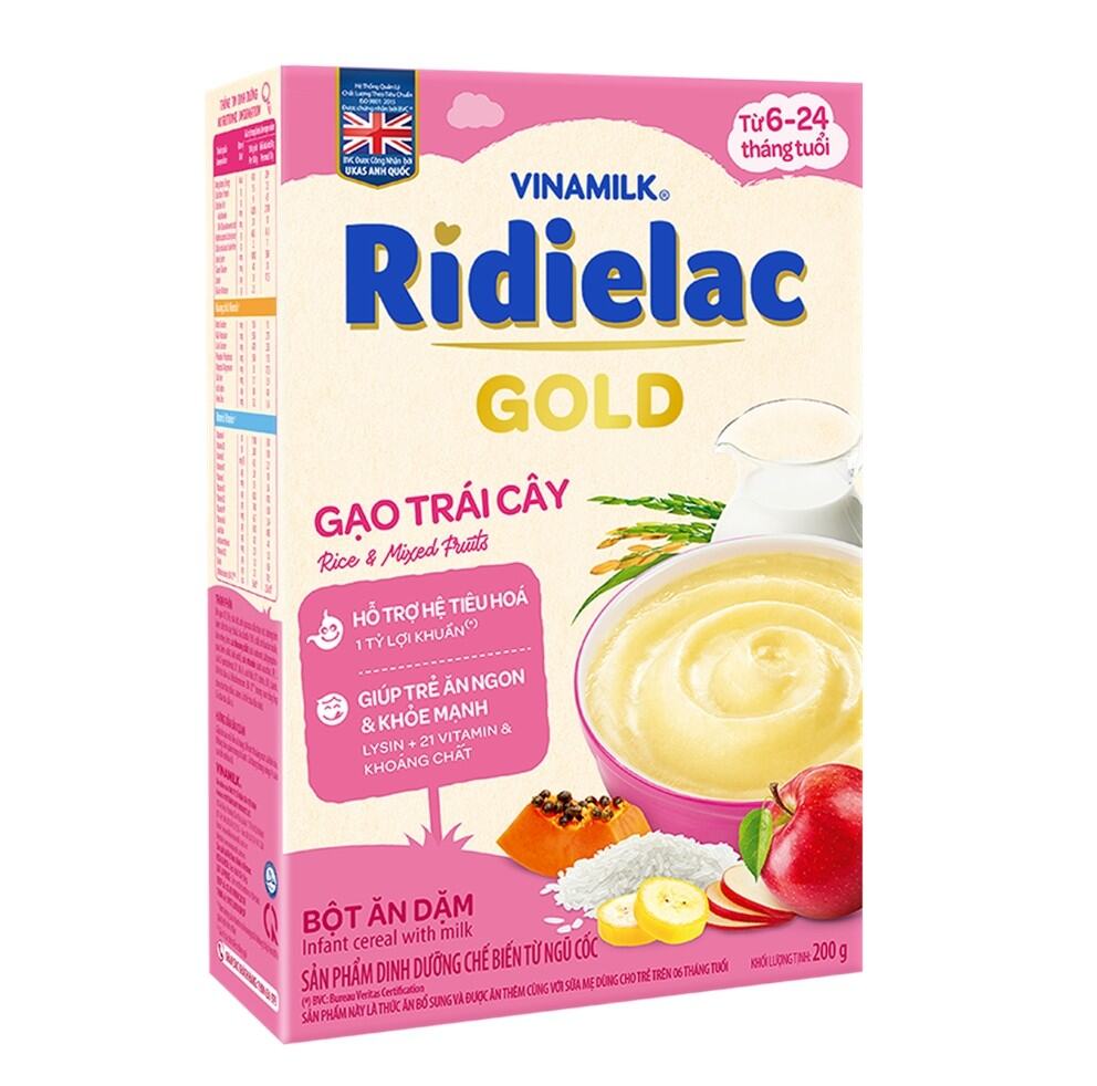 Bột ăn dặm Ridielac Gold gạo trái cây - hộp giấy 200g