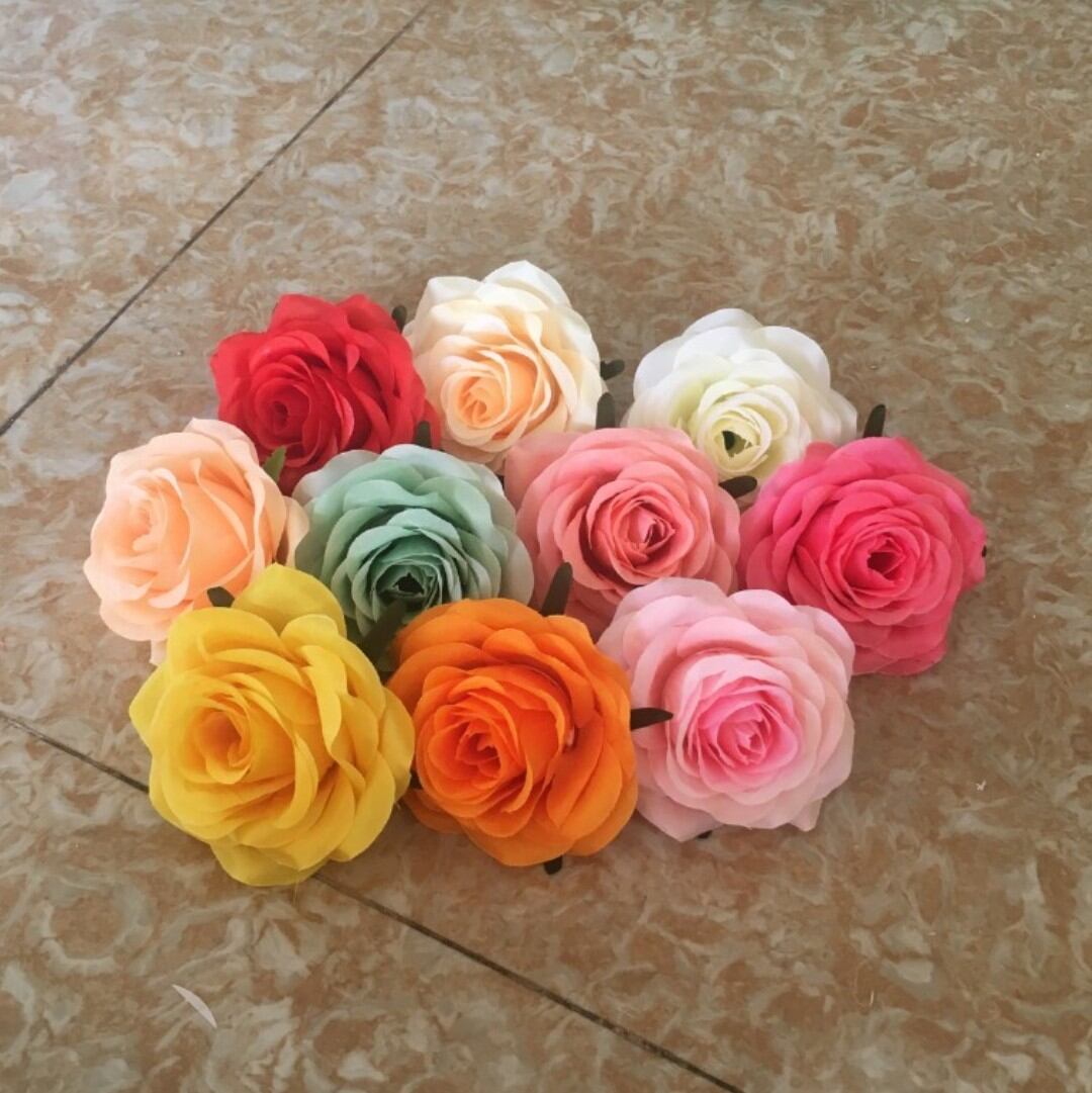 Combo 10 Đầu Bông Hồng _ size 9cm _ hoa giả
