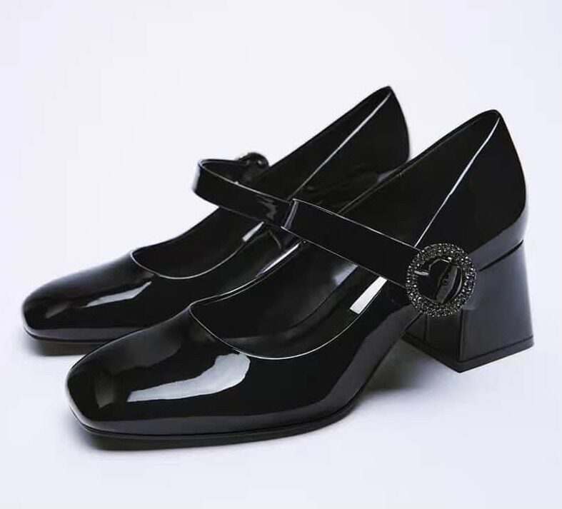 Giày zara xuất xịn bít mũi gót trụ tiểu thư sang chảnh size 36