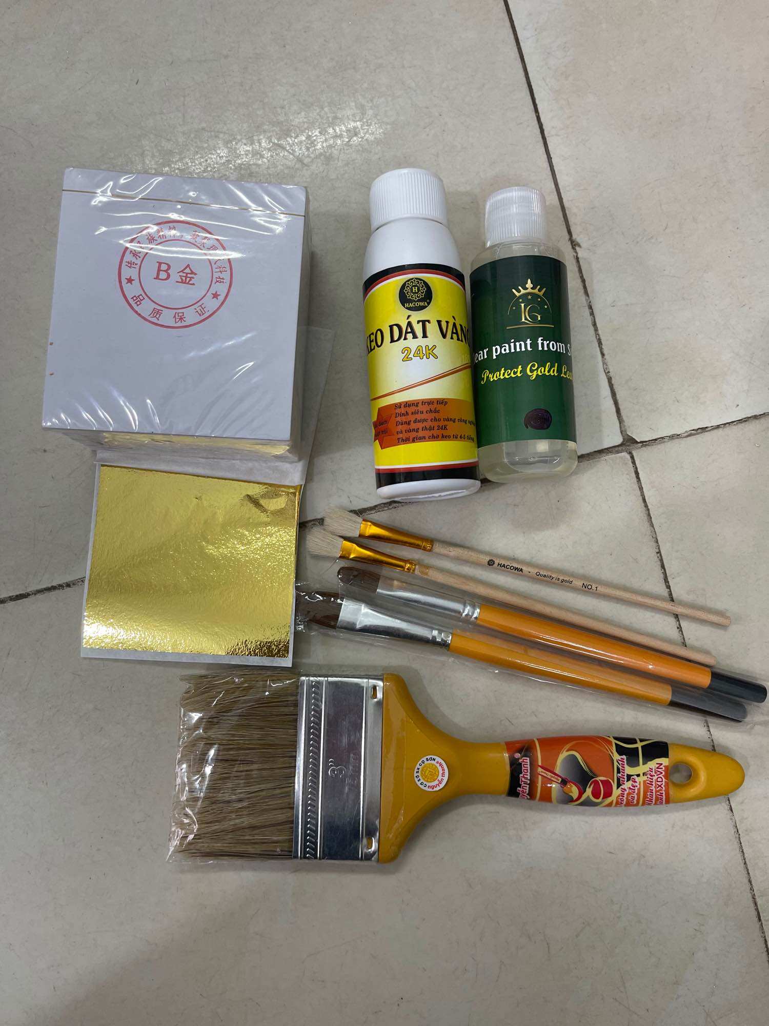 COMBO DÁT VÀNG 24k ĐÀI LOAN CHO GỖ ĐỒNG SỨ SIÊU BÓNG