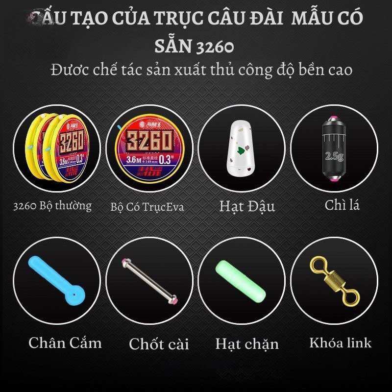 Trục Câu Đài 3260 Buộc Sẵn Hàng Đẹp, Trục Buộc Sẵn 3260 Đi Câu Fishing Bắt Cá Câu Cá Đồng Silicon