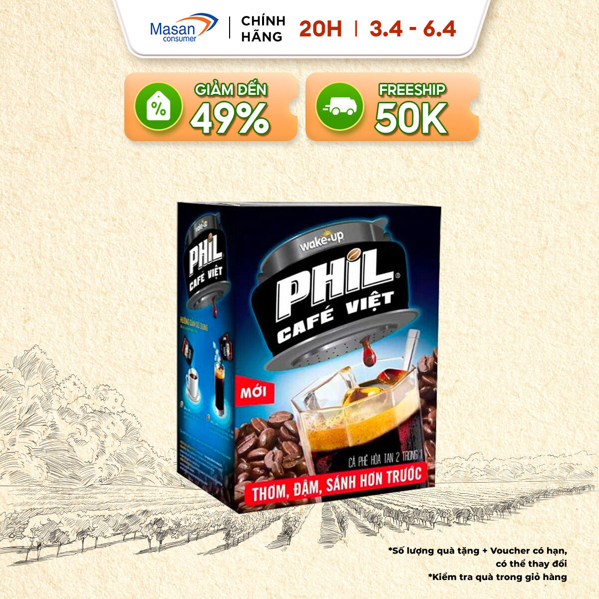 Cà Phê Phil 2in1 - Hộp 15 Gói x 16g