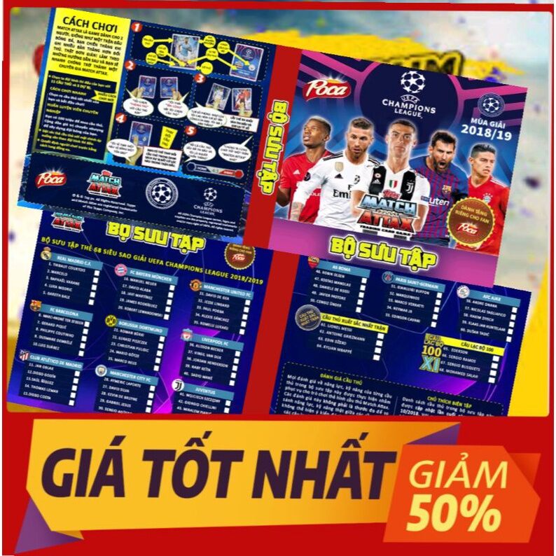 Bìa Album  thẻ cầu thủ bóng đá MATCH ATTAX SIZE POCA 2018/19 bìa in custom ST STORE CARD