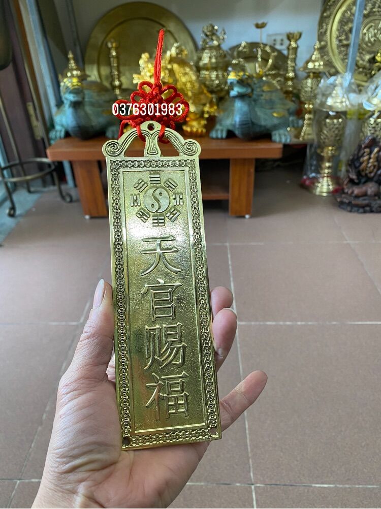 Thẻ bài thiên quan tứ phúc bằng đồng, thiên quan tứ phước bằng đồng,Kim bài thiên quan tứ phúc