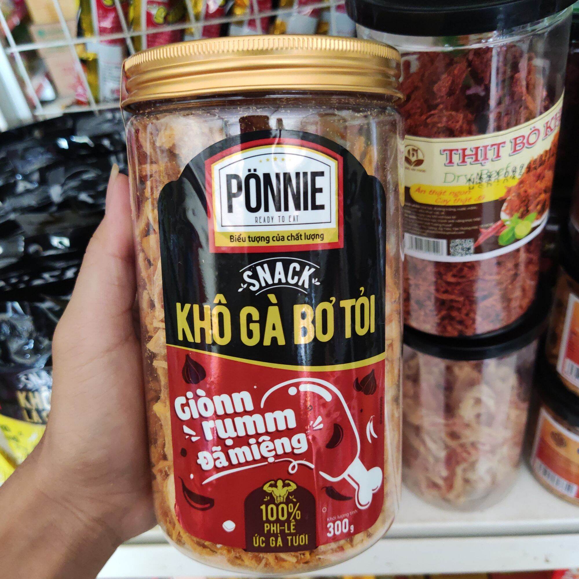 Khô gà giòn Ponnie vị lá chanh, bơ tỏi hộp 300g
