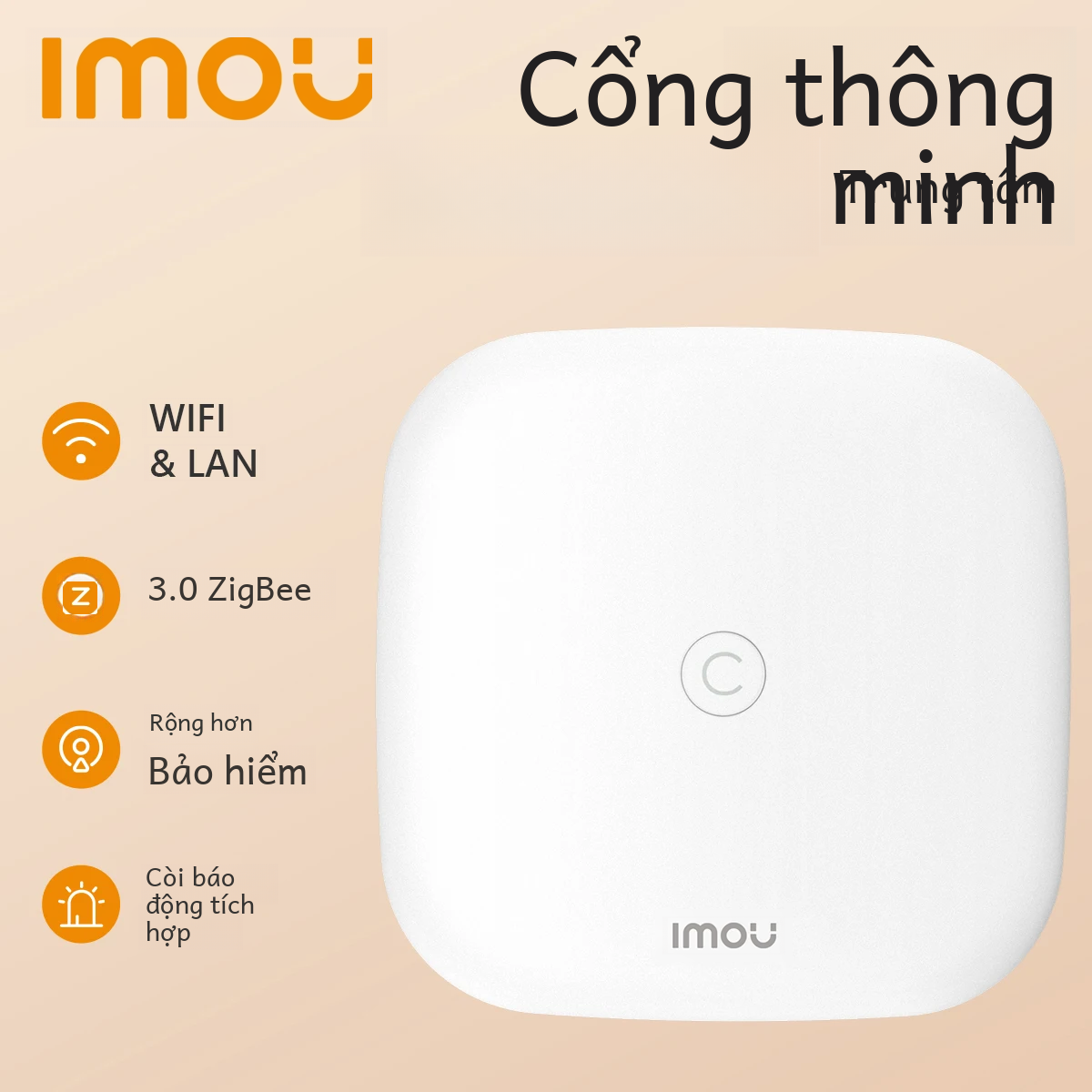 Imou Zigbee 3.0 Smart Gateway Hub Điều khiển từ xa không dây Tương thích với Alexa Google Home Wi-fi hoặc Lan đa chế độ cho cuộc sống thông minh